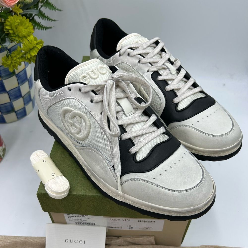 Men's Gucci Mac 80 low top leather sneakers size 10 fits 10.5 US made in Italy